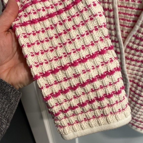 Ann Taylor Pink And White Striped Cardigan EUC - Picture 4 of 11